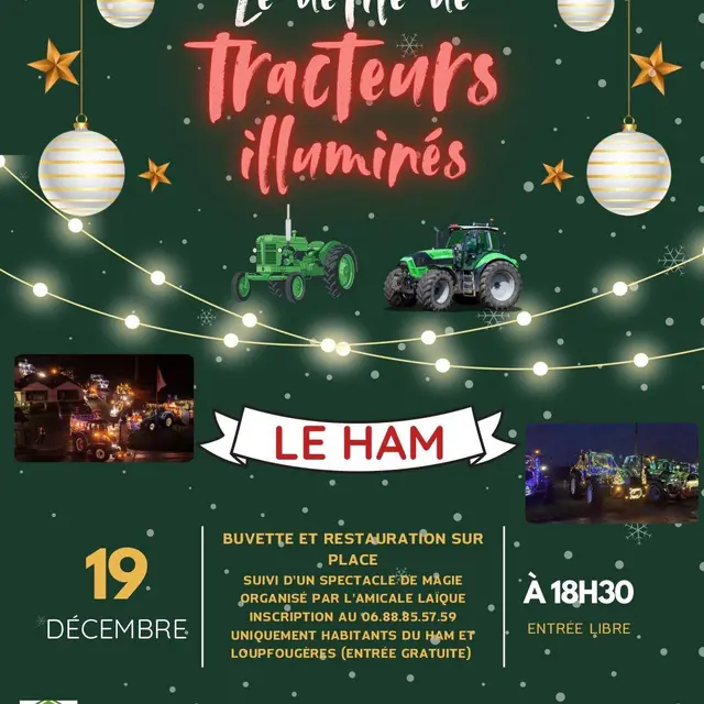 Défilé de tracteurs illuminés de Noël