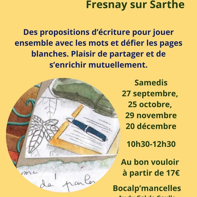 Ateliers d'écriture Fresnay-sur-Sarthe - 2ème semestre 2025