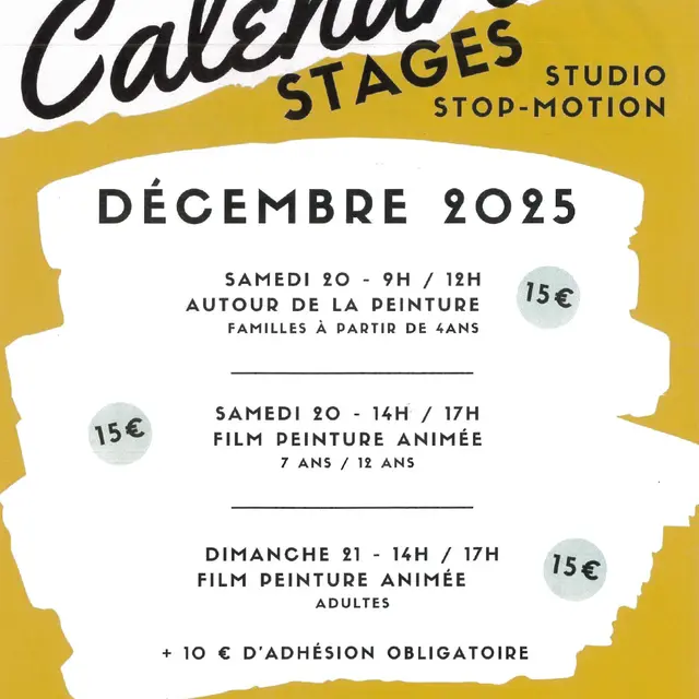 Stages stop motion décembre 2025