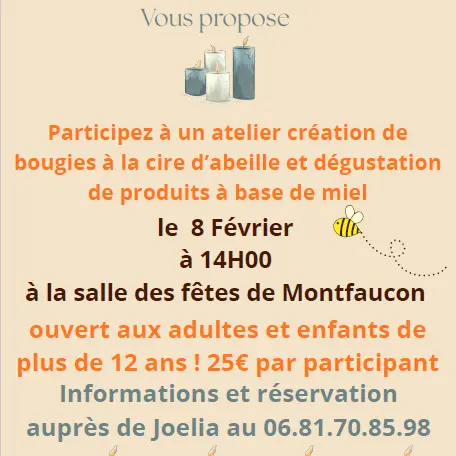 02 - 8 février - fabrication bougie à la cire d'abeille