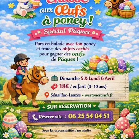 04 - 5 et 6 avril - chasse aux oeufs à poney Westones Family'Ranch - affiche