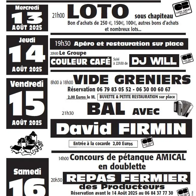 08 - 13, 14, 15 & 16 août - Fête à Séniergues.