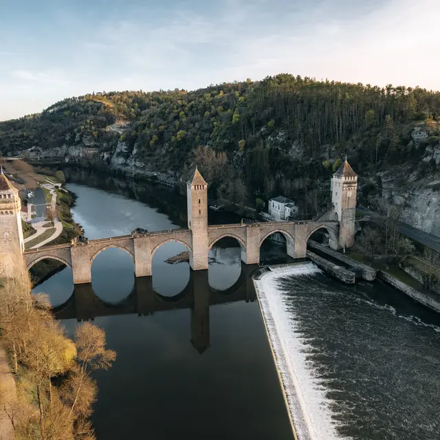 Vue aérienne du Pont Valentré