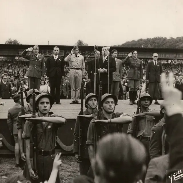 Inauguration du stade Jean-Jacques Chapou à Toulouse (septembre 1944)