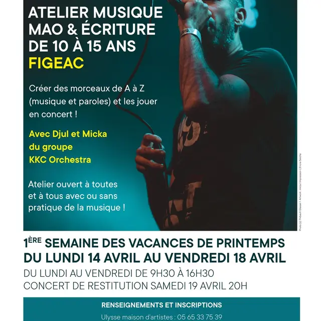 Affiche stage de musique et écriyure