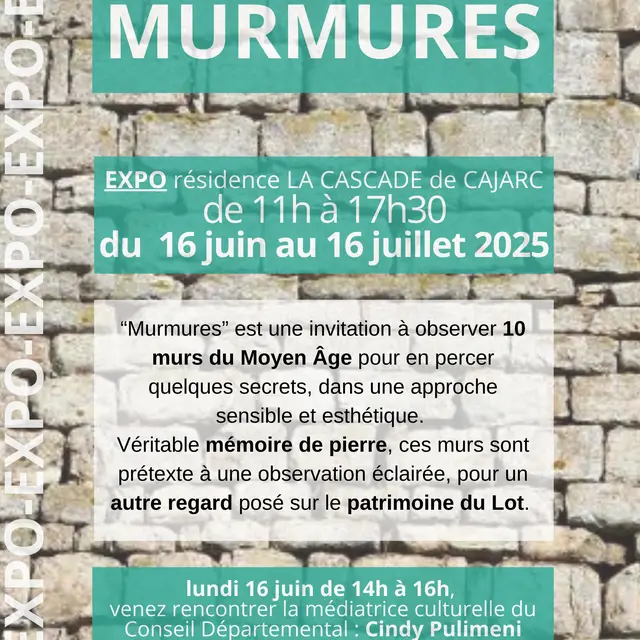 Murmures Exposition - Tout public “Murmures” est une invitation à observer 10 murs du Moyen Âge pour en percer quelques secrets, dans une approche sensible et esthétique. Véritable mémoire de pierre, ces murs sont prétexte à une observation éclairée, pour