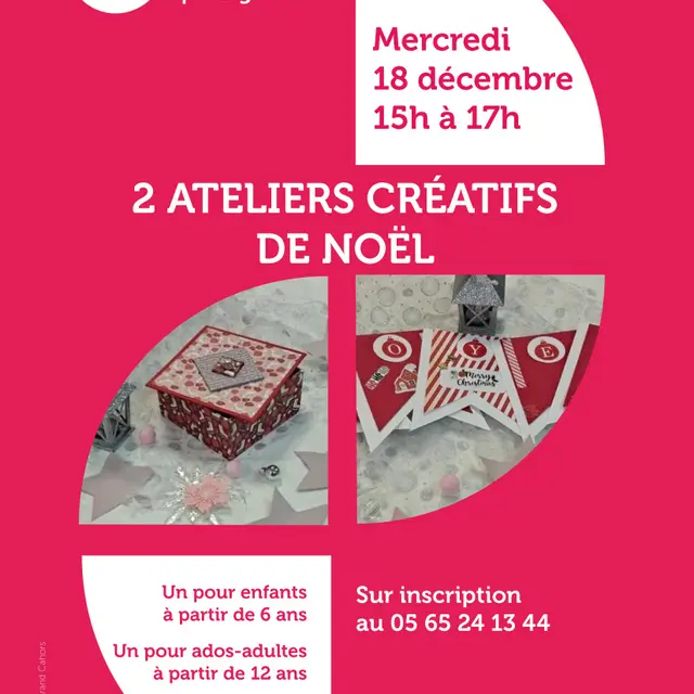 Affiche 2 ateliers créatifs Noel dec24