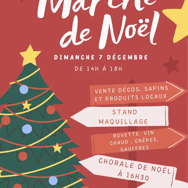 Affiche Marché de Noël Moderne et Simple Illustrations Rouge