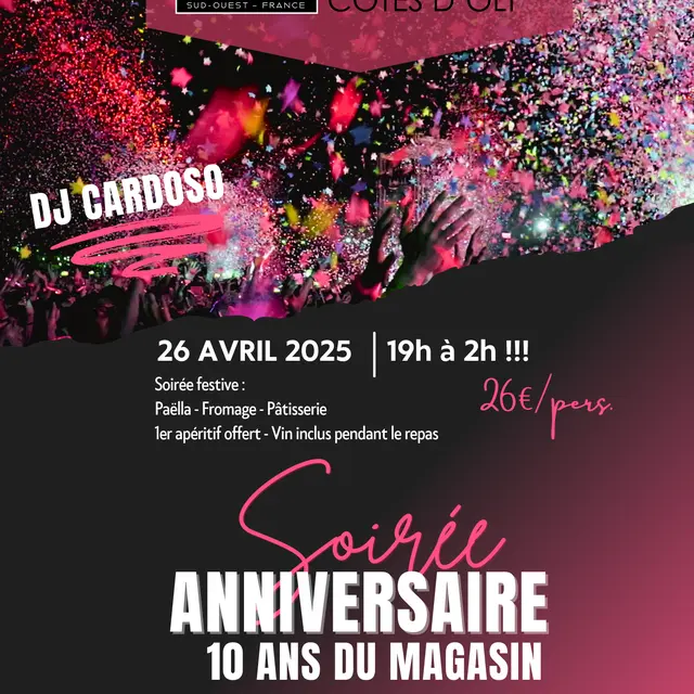 Anniversaire cave de Parnac A3 - Noir Rouge Noël Illustré Promo Publication Instagram