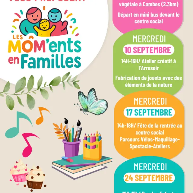 Affiche Programme Mom'ents familles Septembre