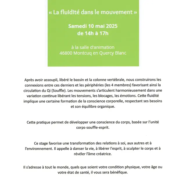 Atelier QI GONG 10.05.2025