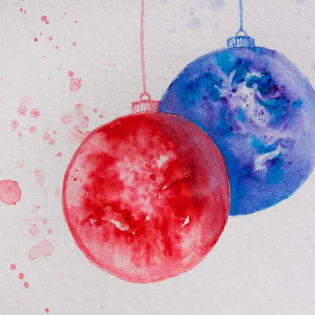 Boules de Noël - aquarelle