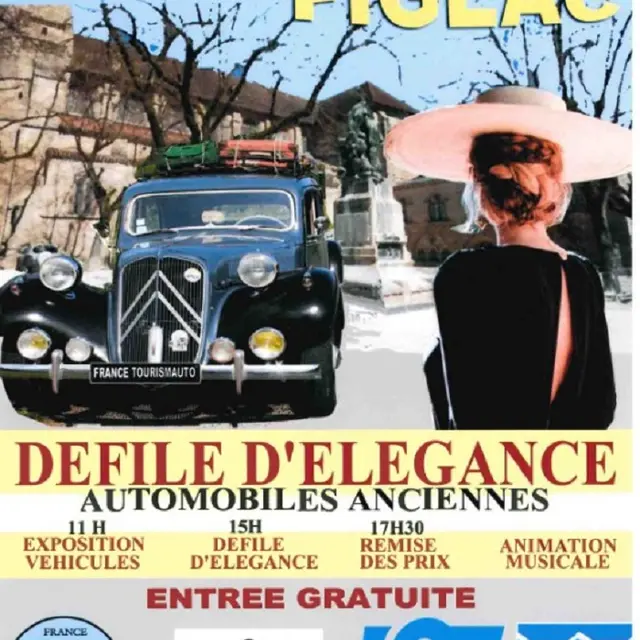 Défilé d'élégance d'automobile anciennes à Figeac