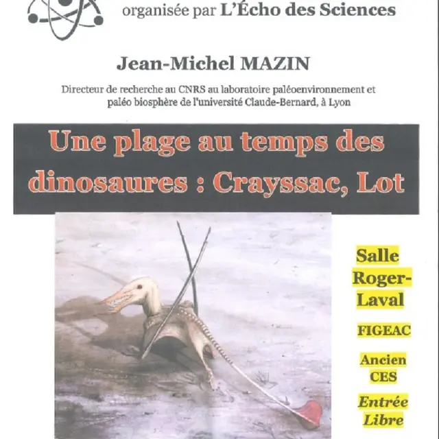 Rencontre-débat à Figeac : une plage au temps des dinosaures : Crayssac, Lot