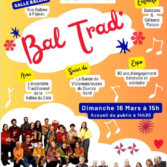 Bal Trad solidaire à Figeac : Le Secours Populaire fête ses 80 ans en musique !