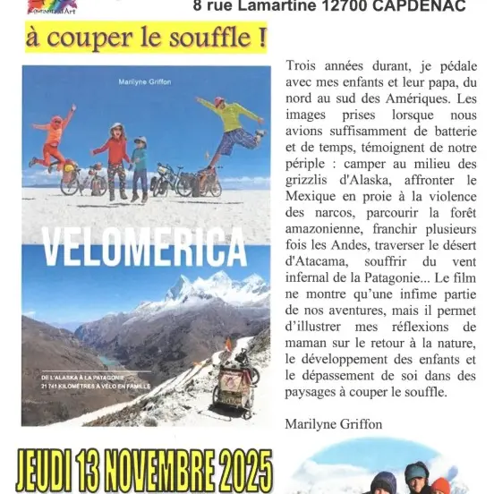 Projection du film Vélomérica à Capdenac-Gare