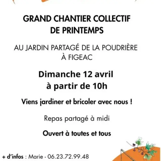 Grand chantier collectif de printemps au jardin partagé de la Poudrière à Figeac