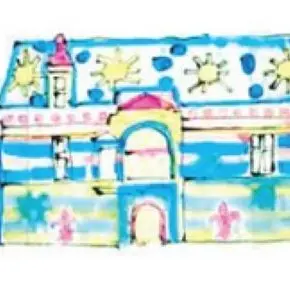 Atelier pleins fards sur la façade au château d'Assier