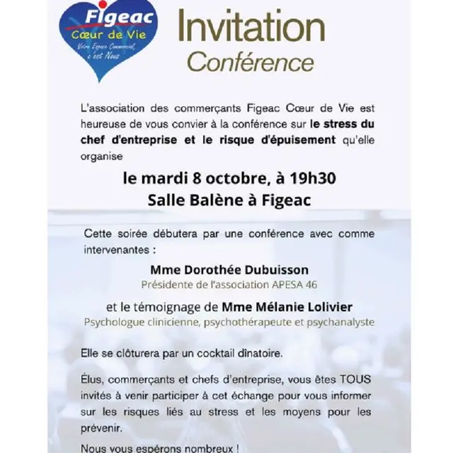 Conférence avec Cœur de Vie à Figeac 