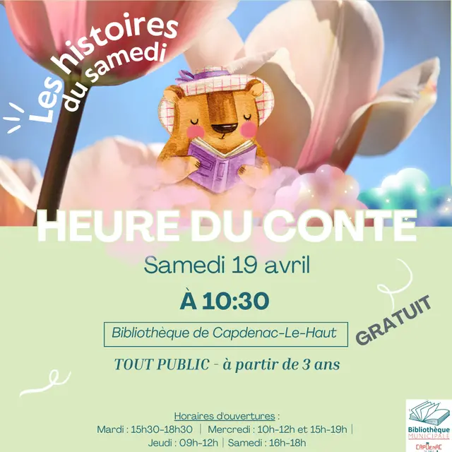 Les Histoires du samedi : l'heure du conte, bibliothèque de Capdenac-le-Haut