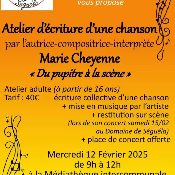 Flyer atelier d'écriture d'une chanson