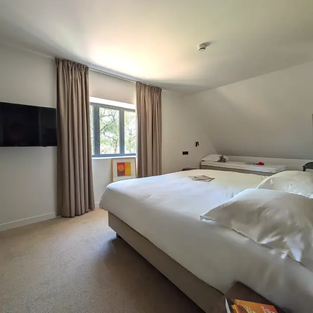 Chambre lumineuse et confortable