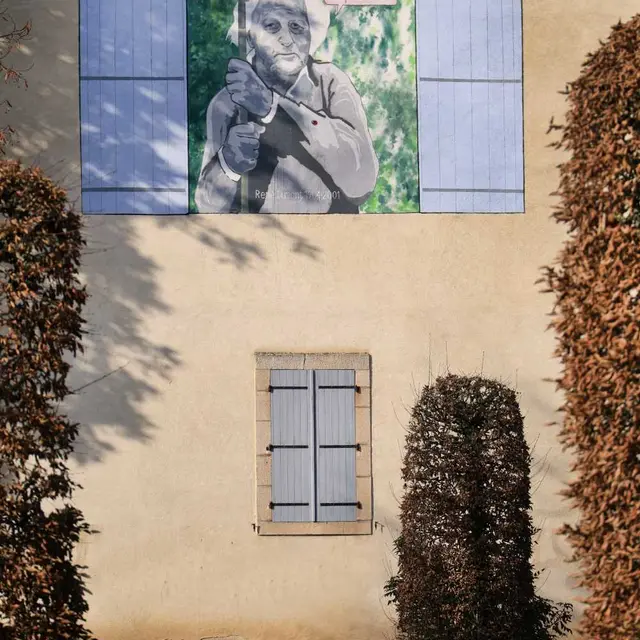 Mur peint de Chantal Montellier hommage à  René Dumont (photo Yves Desbuquois - Nuage Vert)