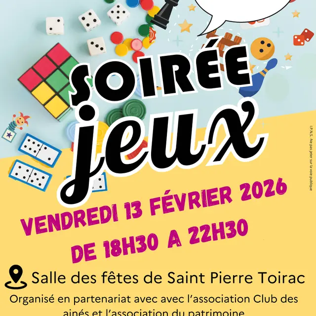 Soirée jeux de société - Soirée jeux St Pierre Toirac 2026