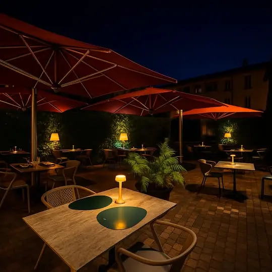 Terrasse extérieure – ambiance nocturne