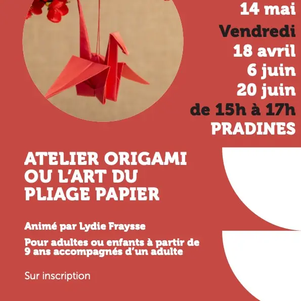 atelier origami avril à juin 2025
