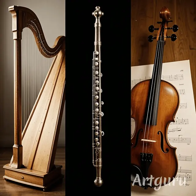 harpe hautbois violon générée par IA©Artguru