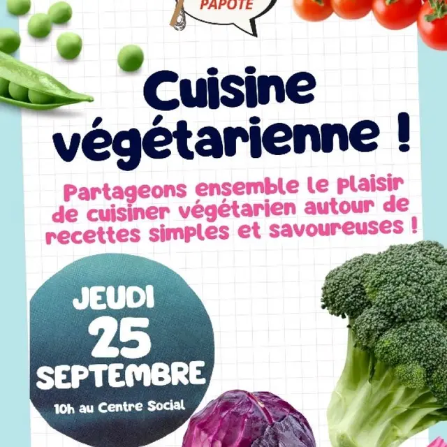 Atelier Popote Papote au Centre Social, cuisine végétarienne