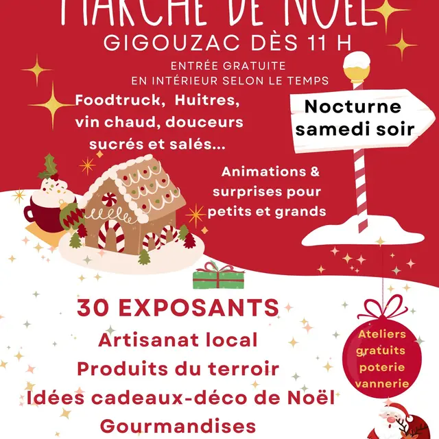 Affiche soirée de Noël rouge et blanc - 1
