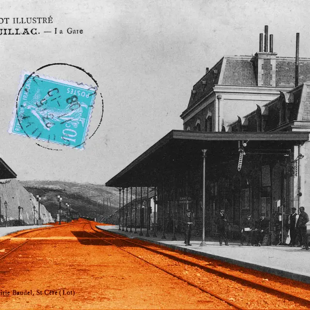 Gare de Souillac en 1908_collection JP MAGNE_colorisée pour Résurgence 2025