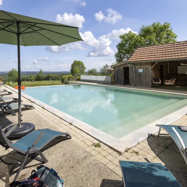 Grand piscine avec pool house