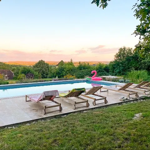 piscine transats vue