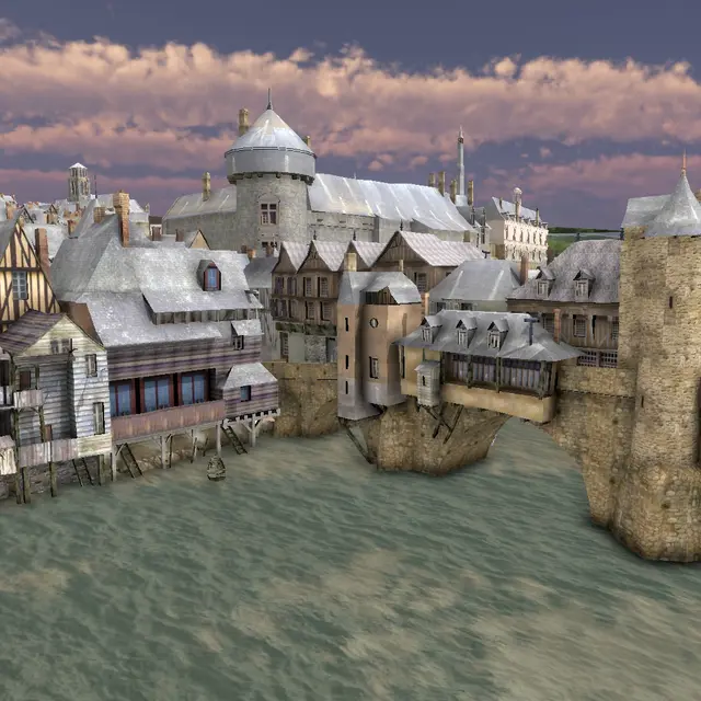Reconstitution virtuelle du Château et du Vieux Pont en 1753