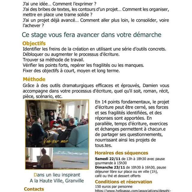 stage écriture d'automne 2025