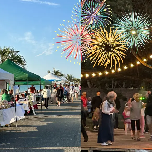 marché nocture et feu d'artifice
