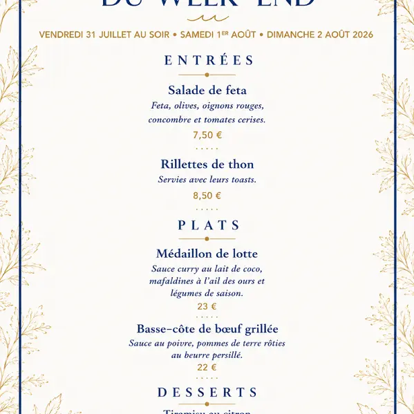 2026 - menu hotel des pins