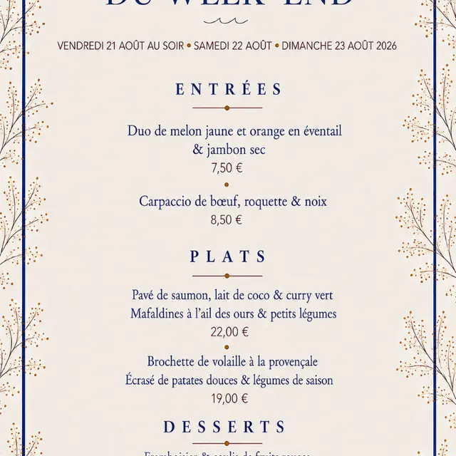 2026 - menu août