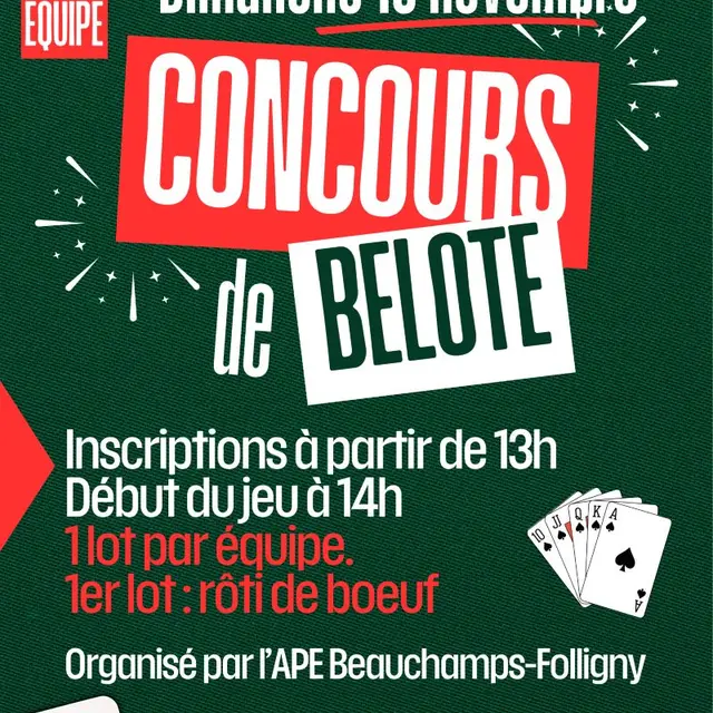 Concours de belote APE Beauchamps-Folligny 2025