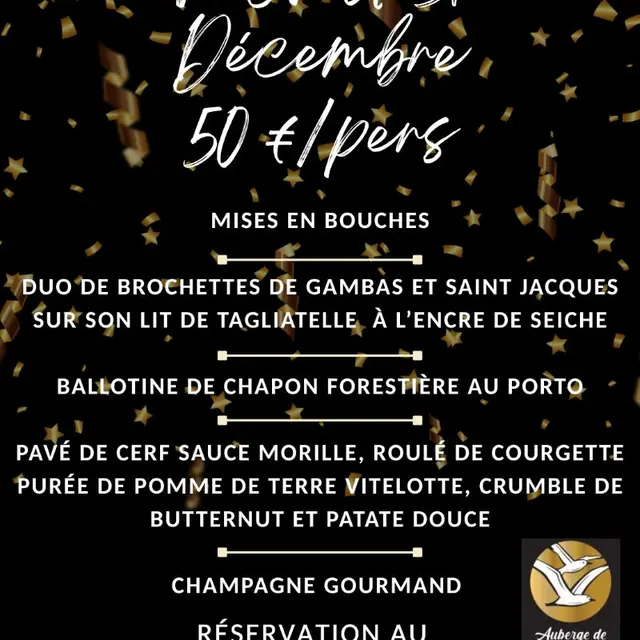Menu nouvel an 2025 auberge de Carolles