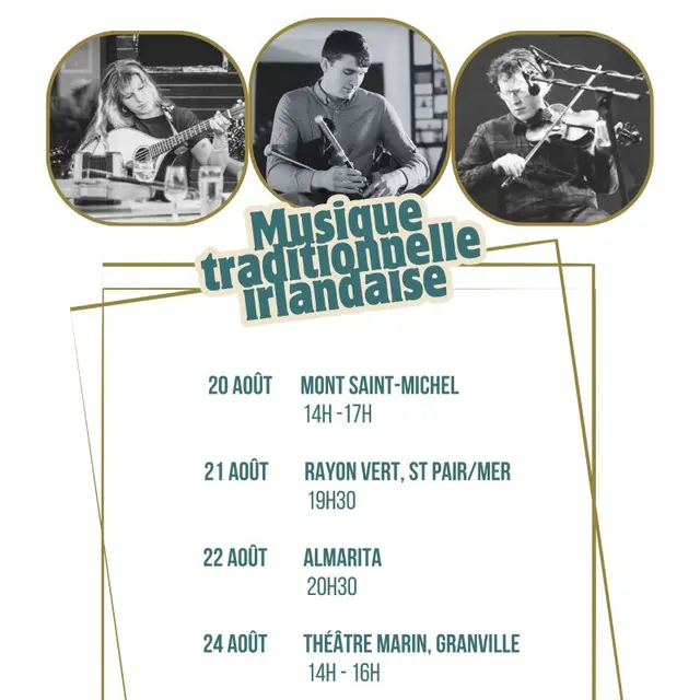 Trio irlandais Descottes Fell Ó'Faoláin concert Granville 2025