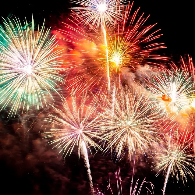 Beautiful colorful firework display at night for celebrate