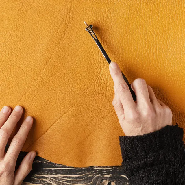 gros-plan-de-cuir-coupe-a-la-main