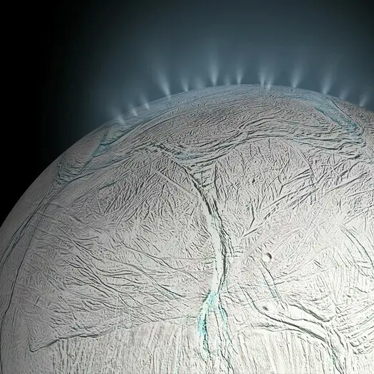 Photographie de geyser sur le satellite de Saturne Encelade