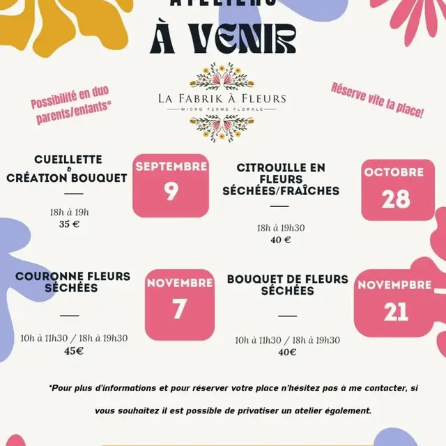 Affiche dates ateliers