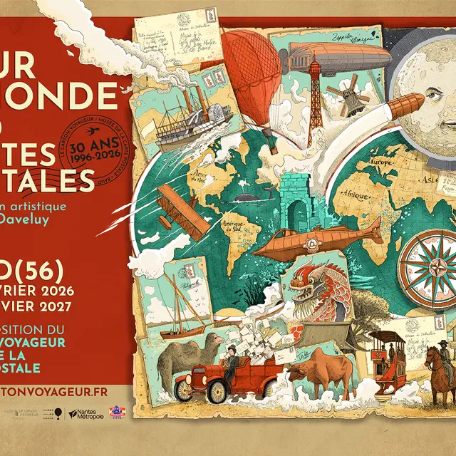 Affiche Tour du monde en 80 cartes postales
