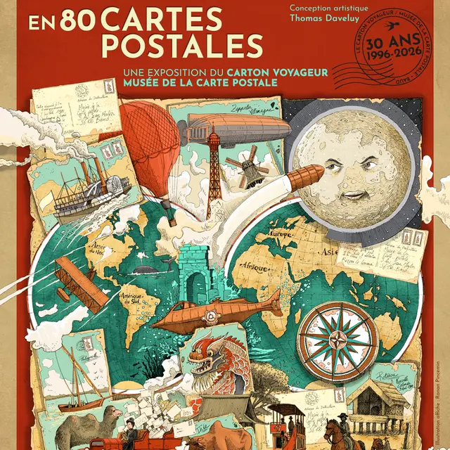 Affiche Tour du monde en 80 cartes postales